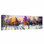 Snowy Birch Path at Sunset Wall Art