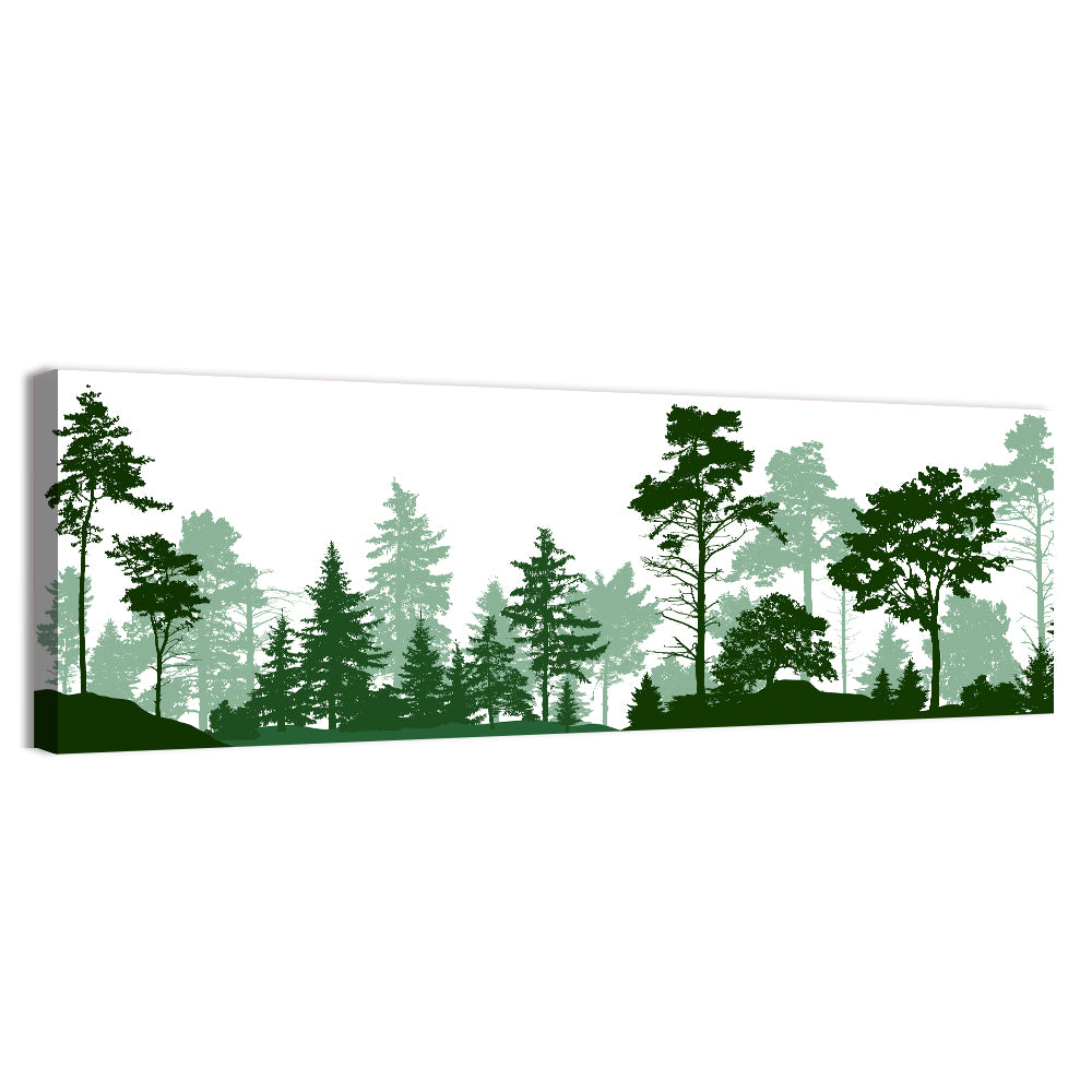 Layered Green Forest Silhouette Wall Art