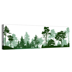 Green Forest Trees Silhouette Wall Art