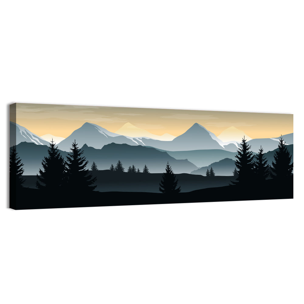 Misty Hills Sunset Silhouette Wall Art