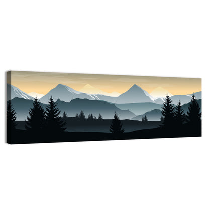 Misty Hills Sunset Silhouette Wall Art