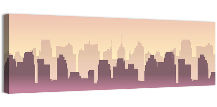 Silhouetted City Skyline Wall Art as a canvas print