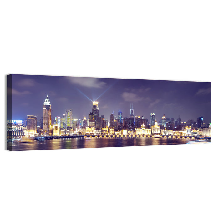 Shanghai Night Skyline Wall Art as a canvas print