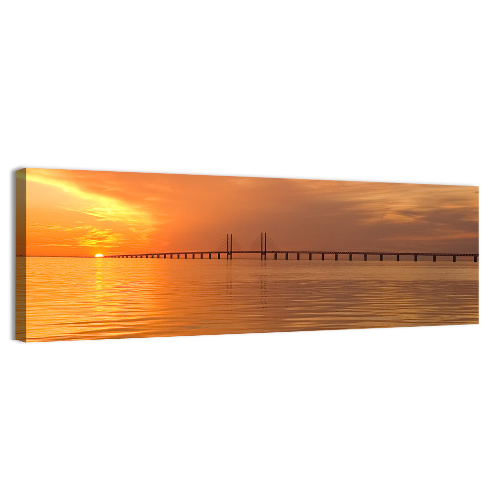 Øresund Bridge in Golden Light Wall Art