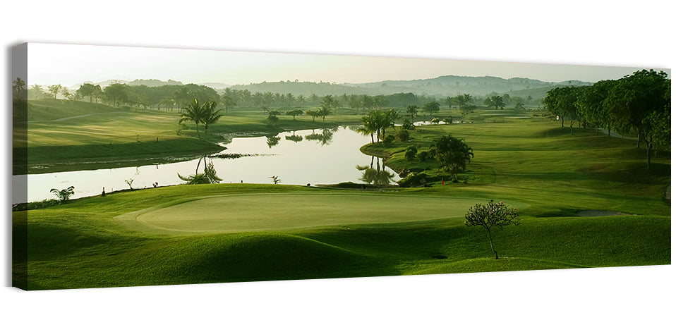 Golden Hour Putting Green by the Lake Wall Art