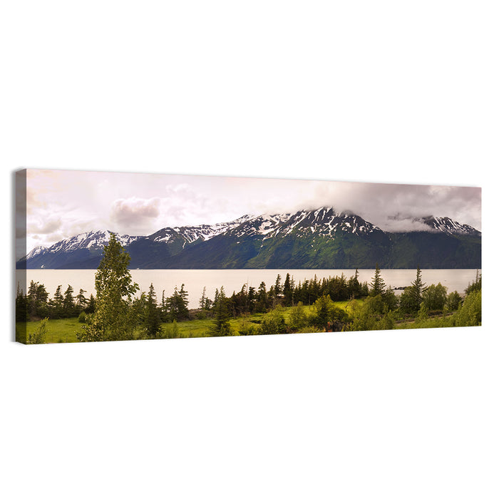 Alaska Mountain Lake View Wall Art as a canvas print