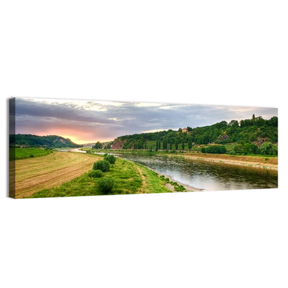 Elbe River at Golden Hour Wall Art