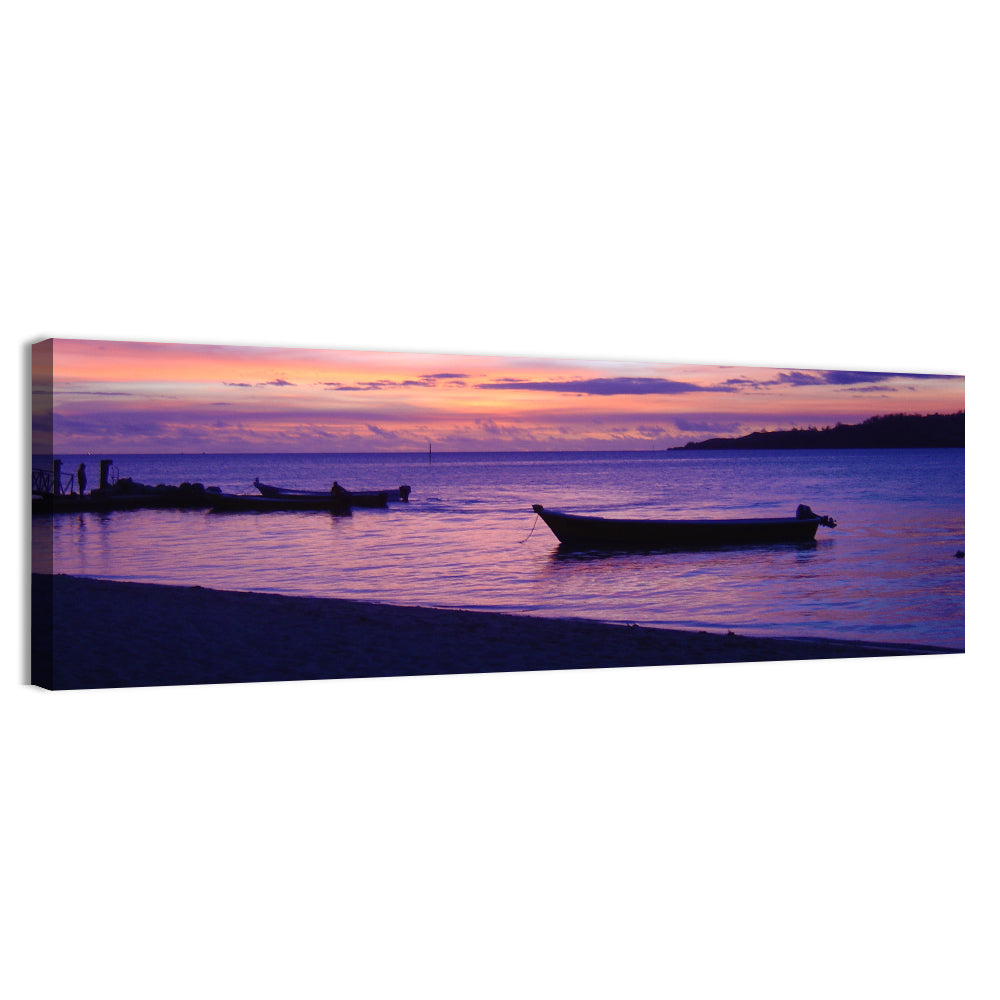 Malolo Island Sunset with Moored Boats Wall Art