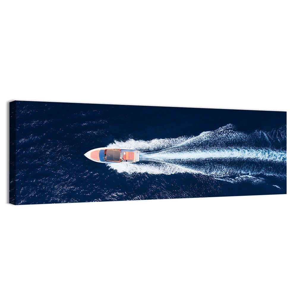 Sleek Speedboat Over Navy Sea Wall Art