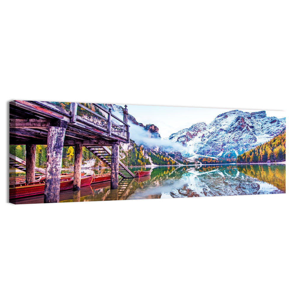 Lago Di Braies Boathouse Wall Art