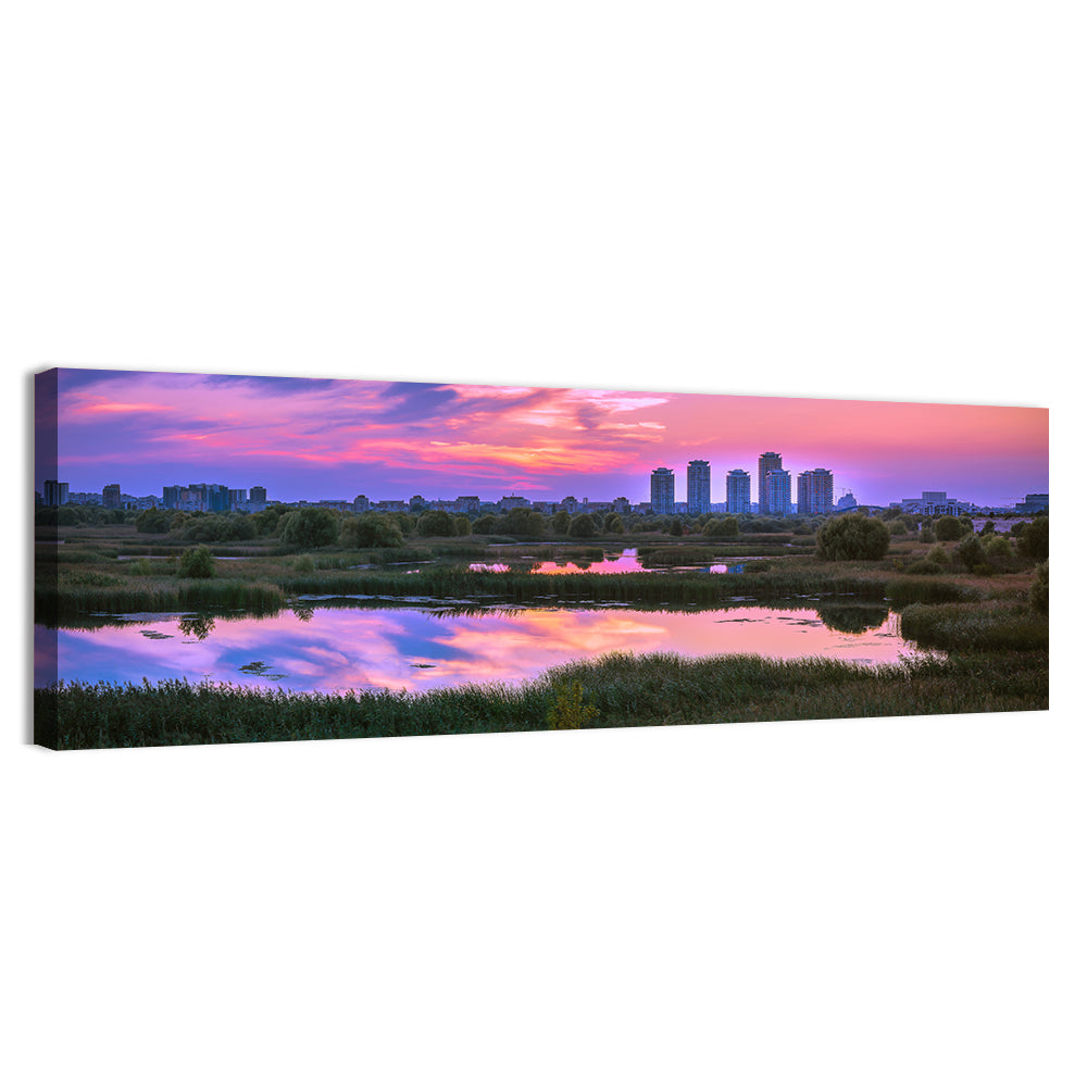 Vacaresti Park Sunset Reflection Wall Art