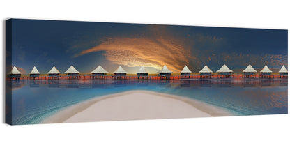 Overwater Bungalows at Golden Dusk Wall Art