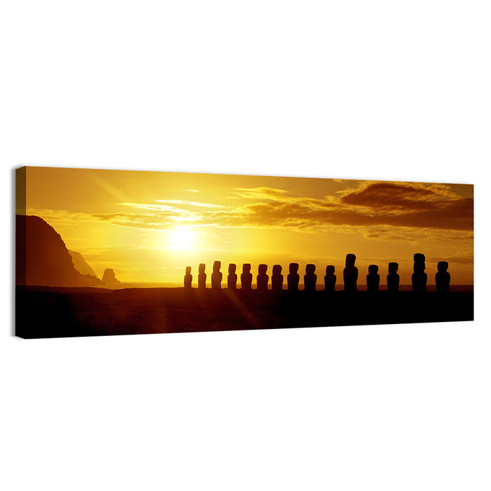 Easter Island Moai at Sunset Wall Art as a canvas print