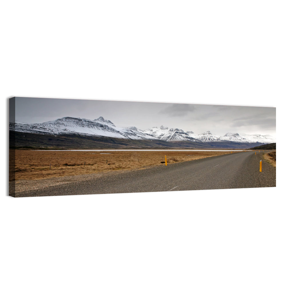 Icelandic Road to Snow-capped Mountains Wall Art