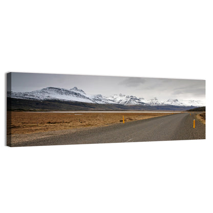 Icelandic Road to Snow-capped Mountains Wall Art