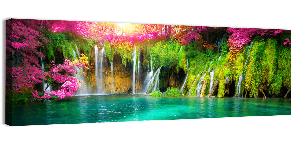 Plitvice Falls in Golden Light Wall Art