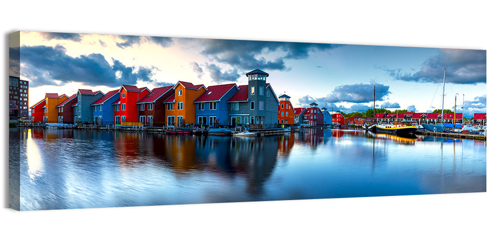 Groningen Port Sunrise Wall Art, canvas print, panoramic