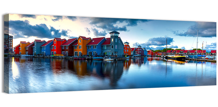 Groningen Port Sunrise Wall Art as a canvas print