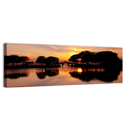 Tranquility Bridge at Sunset Wall Art