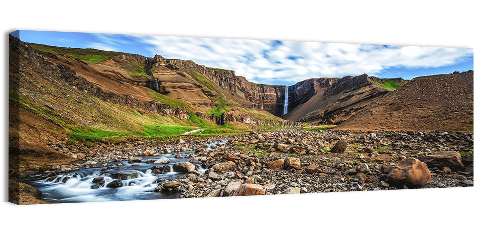 Hengifoss Waterfall Wall Art, canvas print, panoramic