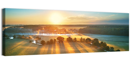 Sunrise Over Misty Meadow Wall Art