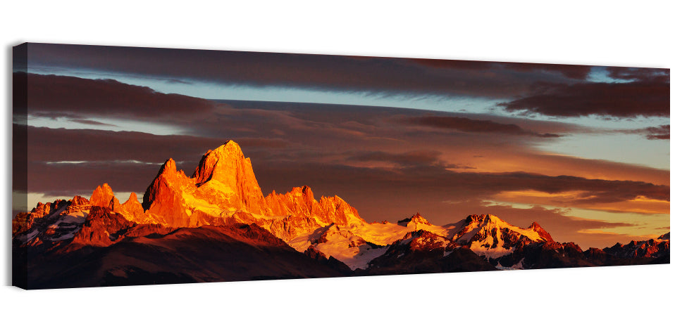Mount Fitz Roy at Golden Hour Wall Art, canvas print, panoramic