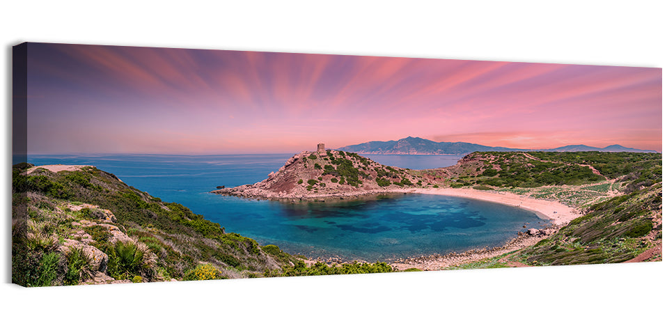 Porticciolo Tower at Sunset, Alghero Wall Art