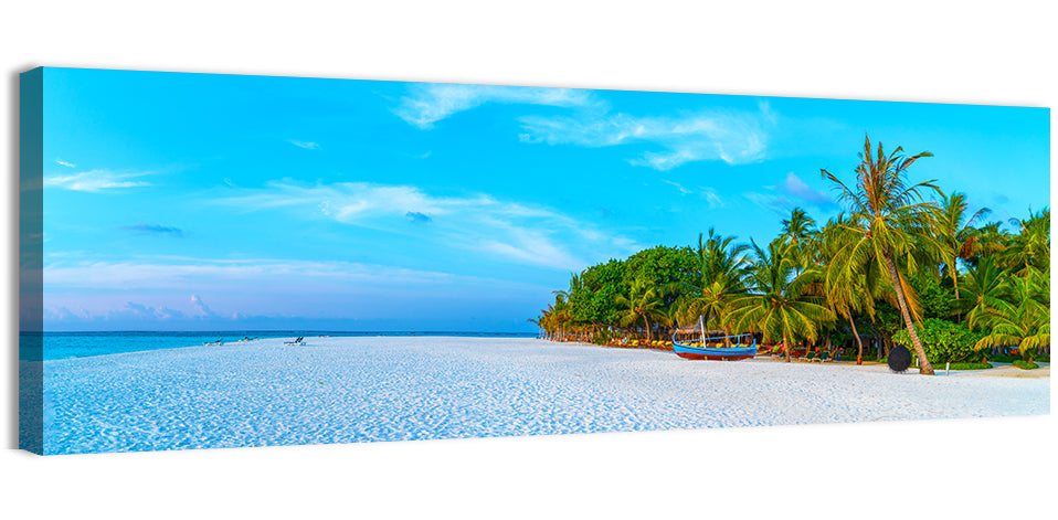 Blue Boat on Caribbean Beach Wall Art