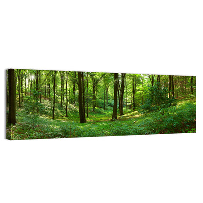 Sunlit Green Woodland Wall Art