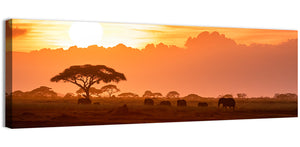 African Elephants Herd Wall Art