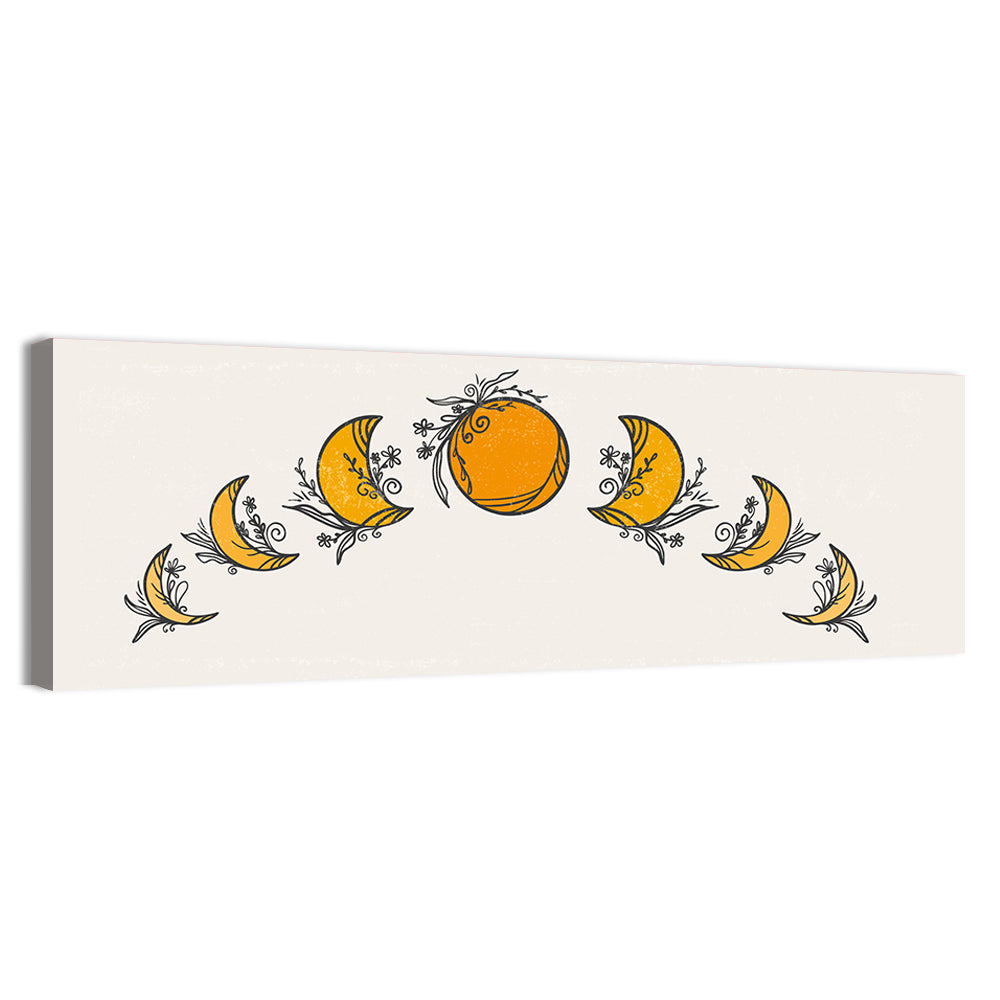Moon Phases Floral Illustration Wall Art