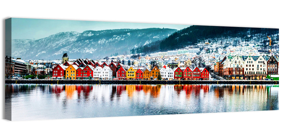 Bryggen Waterfront, Bergen Wall Art, canvas print, panoramic