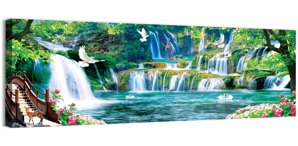 Heavenly Waterfall Scene Wall Art