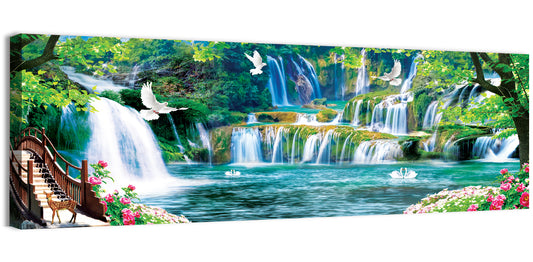 Heavenly Waterfall Scene Wall Art