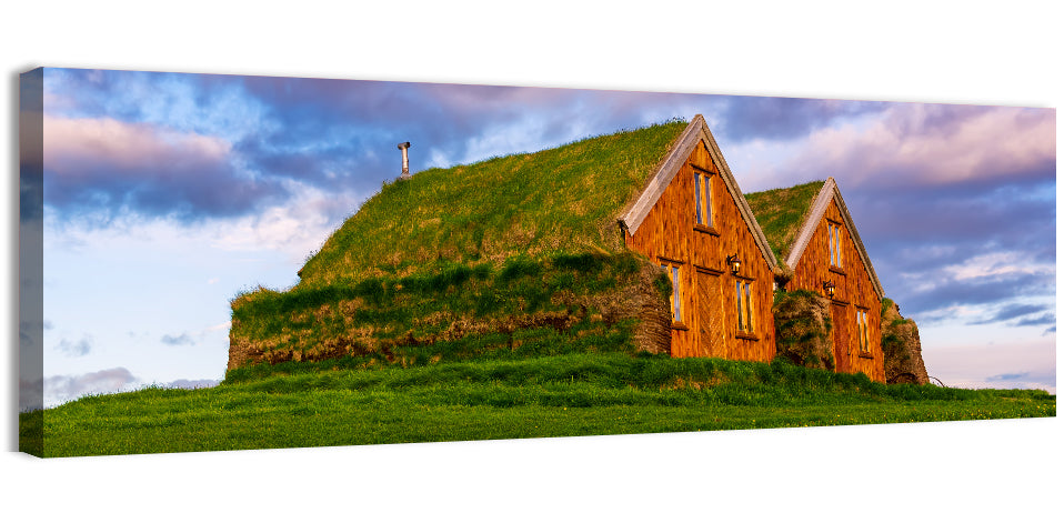 Icelandic Turf Houses at Dusk Wall Art