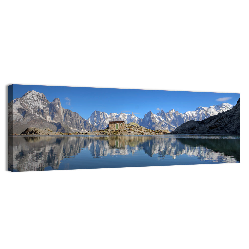 Stone Cabin on Mountain Lake Wall Art