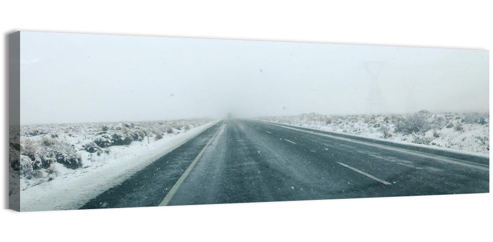 Foggy Winter Mountain Road Wall Art