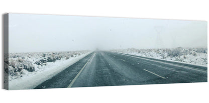 Foggy Winter Mountain Road Wall Art