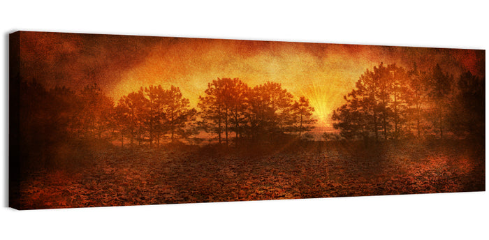 Autumn Forest Sunset Wall Art as a canvas print