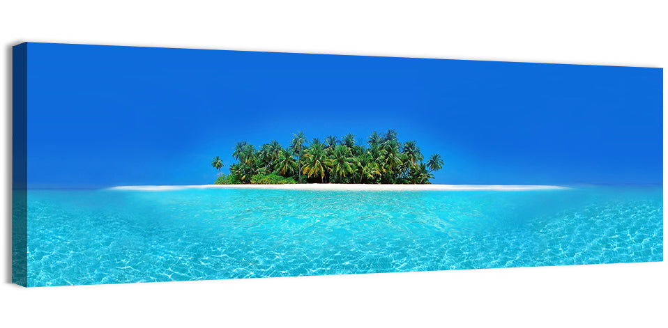 Turquoise Atoll Sandbar with Palm Trees Wall Art