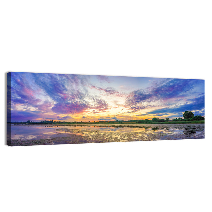 Golden Sunrise Over Lake Wall Art as a canvas print