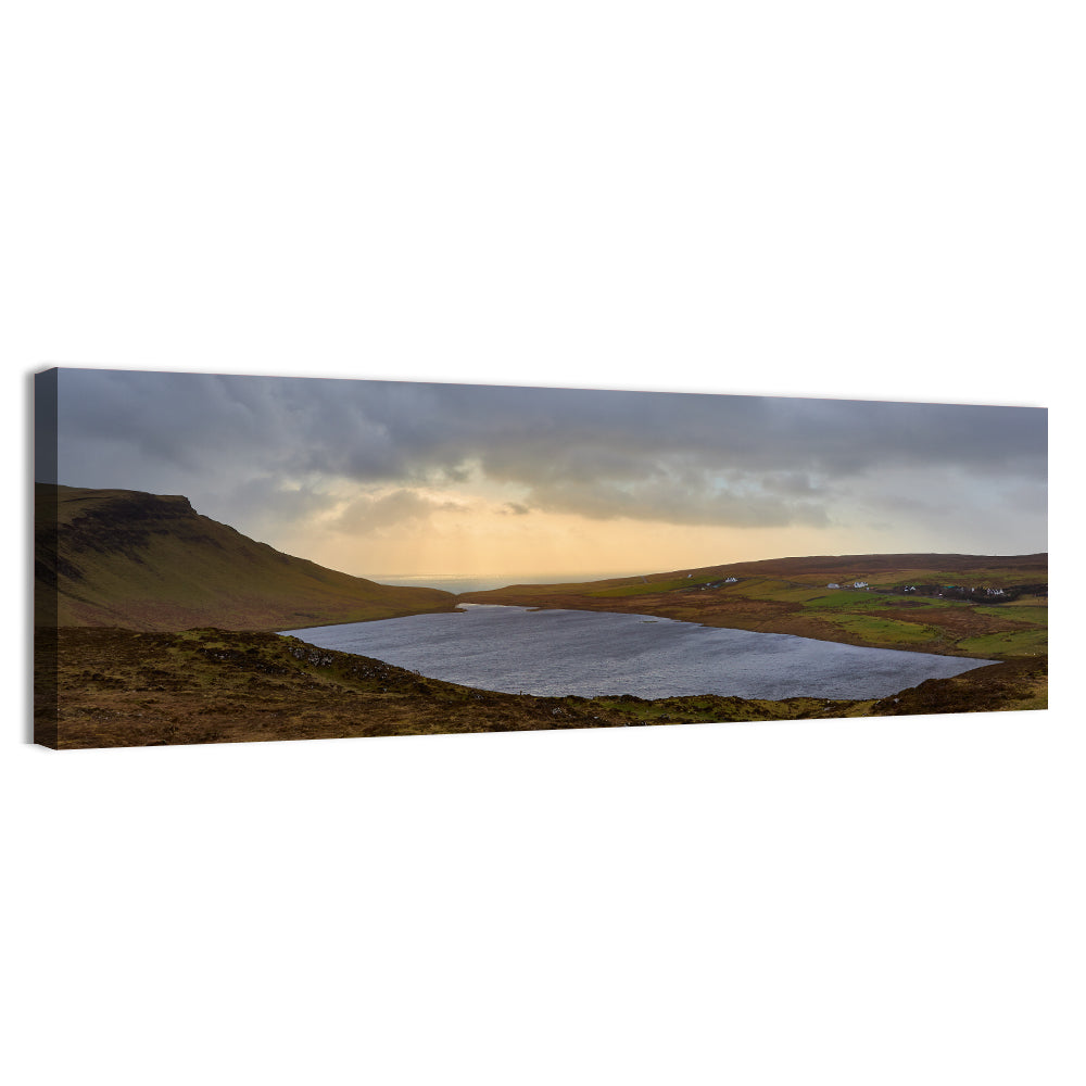 Isle of Skye Lake at Golden Hour Wall Art, canvas print, panoramic