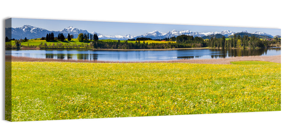 Alpine Lake Meadow with Dandelions Wall Art
