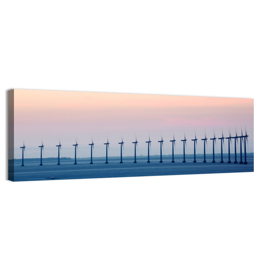 Coastal Wind Farm at Dusk Wall Art