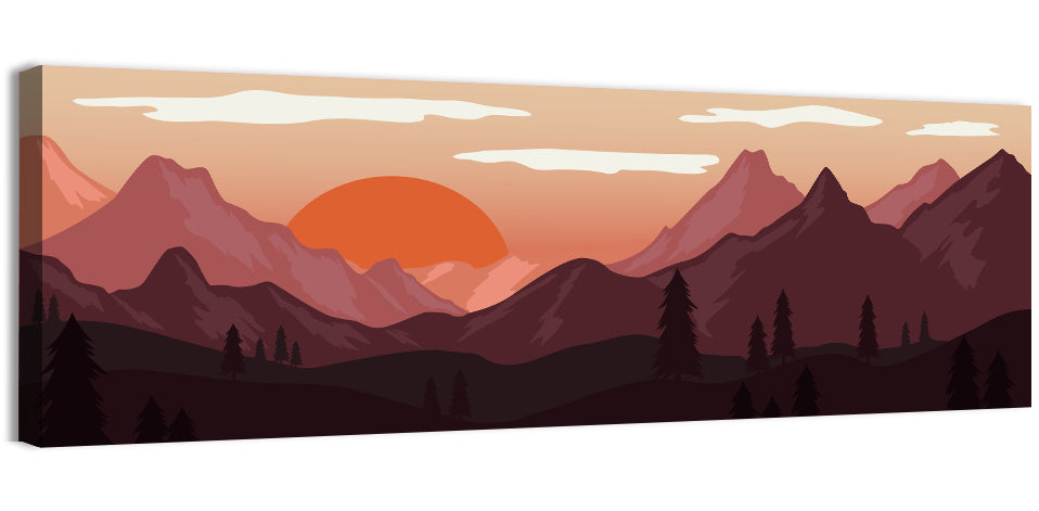 Mars Sunset Over Mountains Wall Art