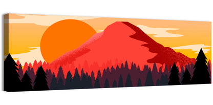 Stippled Red Mountain Sunset Wall Art