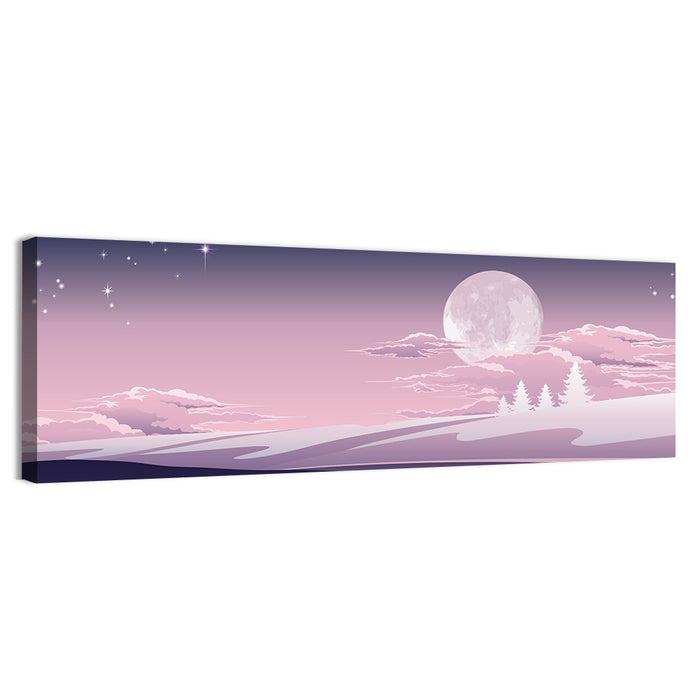 Lavender Moon Winter Landscape Wall Art as a canvas print