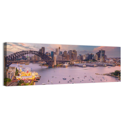 Sydney Harbour Bridge at Golden Twilight Wall Art