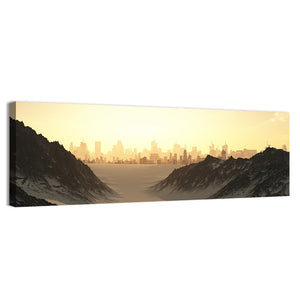 Futuristic City Sunset Wall Art