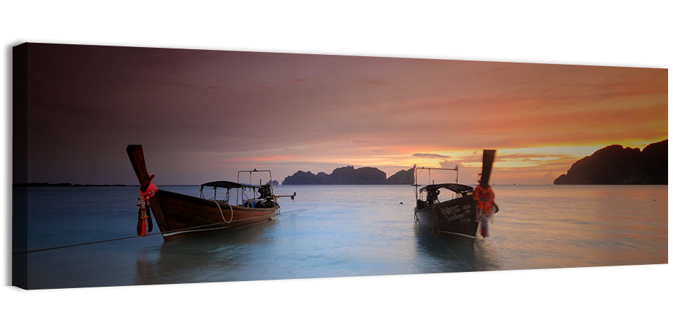 Phi Phi Longtail Boats at Golden Hour Wall Art